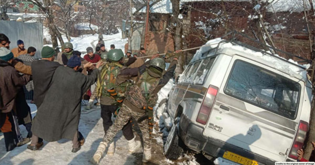 JK: Army recovers civilians' car skidded off near Listiyal in Kupwara